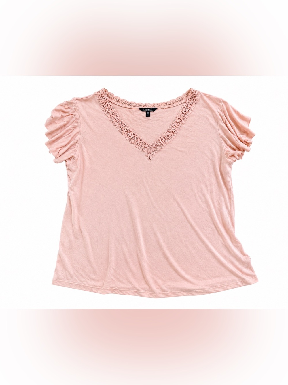Lauren Ralph Lauren Pink Lace Trim Top Women’s Size XL Soft Stretch Blouse